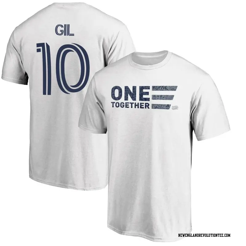 Men's New England Revolution ＃10 Carles Gil White Name & Number Americana Patriotic Club T-Shirt