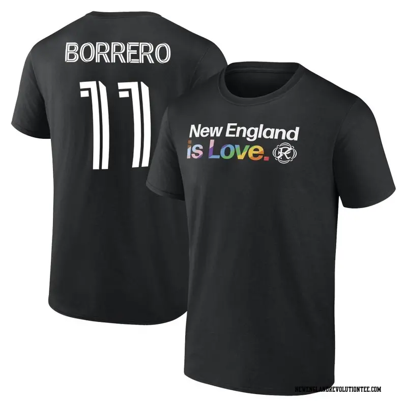 Men's New England Revolution ＃11 Dylan Borrero Black Name & Number City Pride T-Shirt