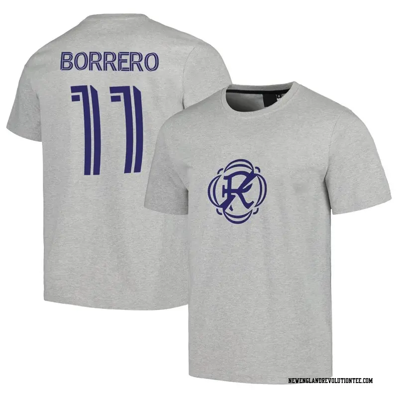 Men's New England Revolution ＃11 Dylan Borrero Gray Name & Number Culture Heavy T-Shirt