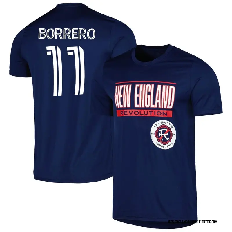 Men's New England Revolution ＃11 Dylan Borrero Navy Name & Number Club T-Shirt