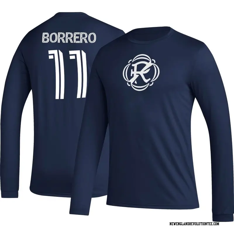 Men's New England Revolution ＃11 Dylan Borrero Navy Name & Number Icon Long Sleeve T-Shirt