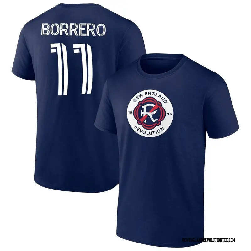 Men's New England Revolution ＃11 Dylan Borrero Navy Name & Number T-Shirt