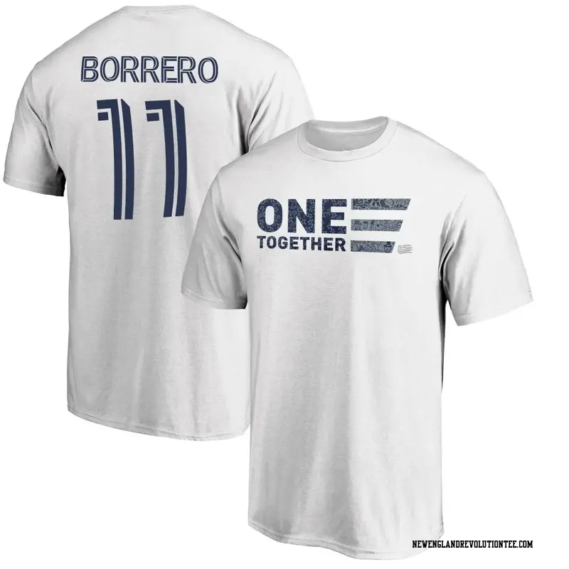 Men's New England Revolution ＃11 Dylan Borrero White Name & Number Americana Patriotic Club T-Shirt