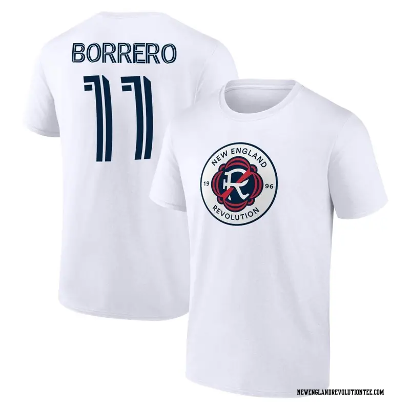 Men's New England Revolution ＃11 Dylan Borrero White Name & Number T-Shirt