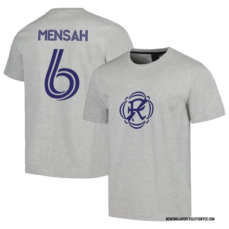 Men's New England Revolution ＃6 Jonathan Mensah Gray Name & Number Culture Heavy T-Shirt