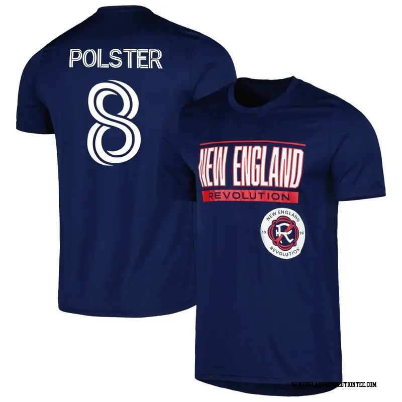 Men's New England Revolution ＃8 Matt Polster Navy Name & Number Club T-Shirt