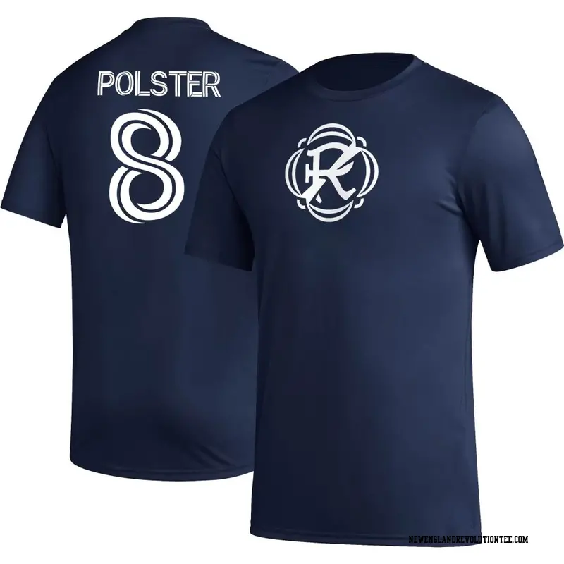 Men's New England Revolution ＃8 Matt Polster Navy Name & Number Icon T-Shirt