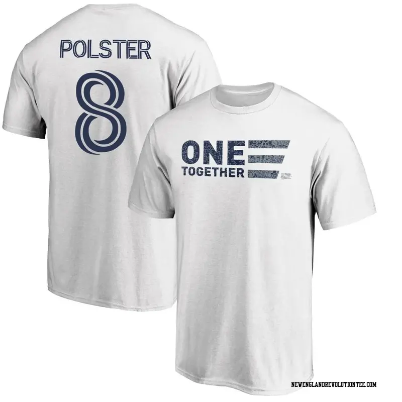 Men's New England Revolution ＃8 Matt Polster White Name & Number Americana Patriotic Club T-Shirt