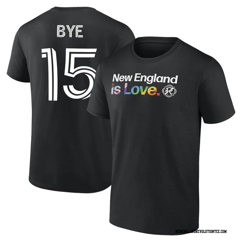 Youth New England Revolution ＃15 Brandon Bye Black Name & Number City Pride T-Shirt