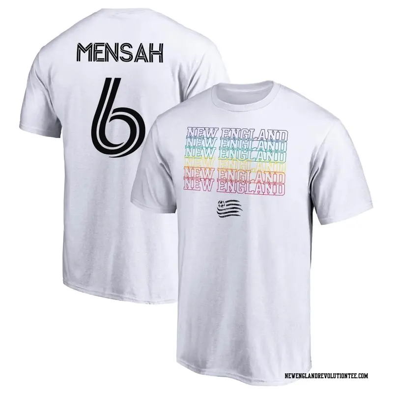 Youth New England Revolution ＃6 Jonathan Mensah White Name & Number City Pride T-Shirt